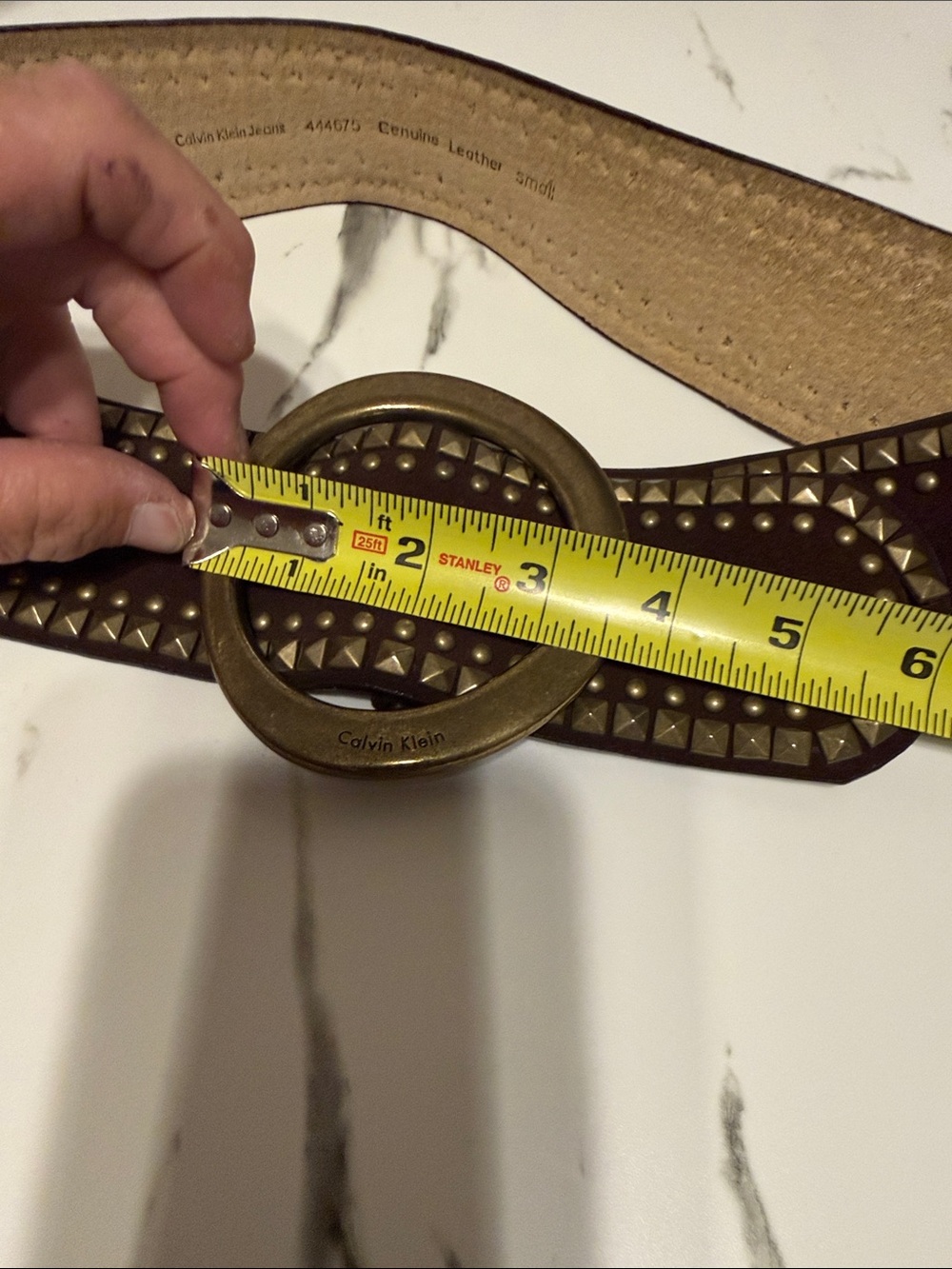 Dark Brown Genuine Suede Leather Wide Studded Belt  Small - Picture 5 of 9